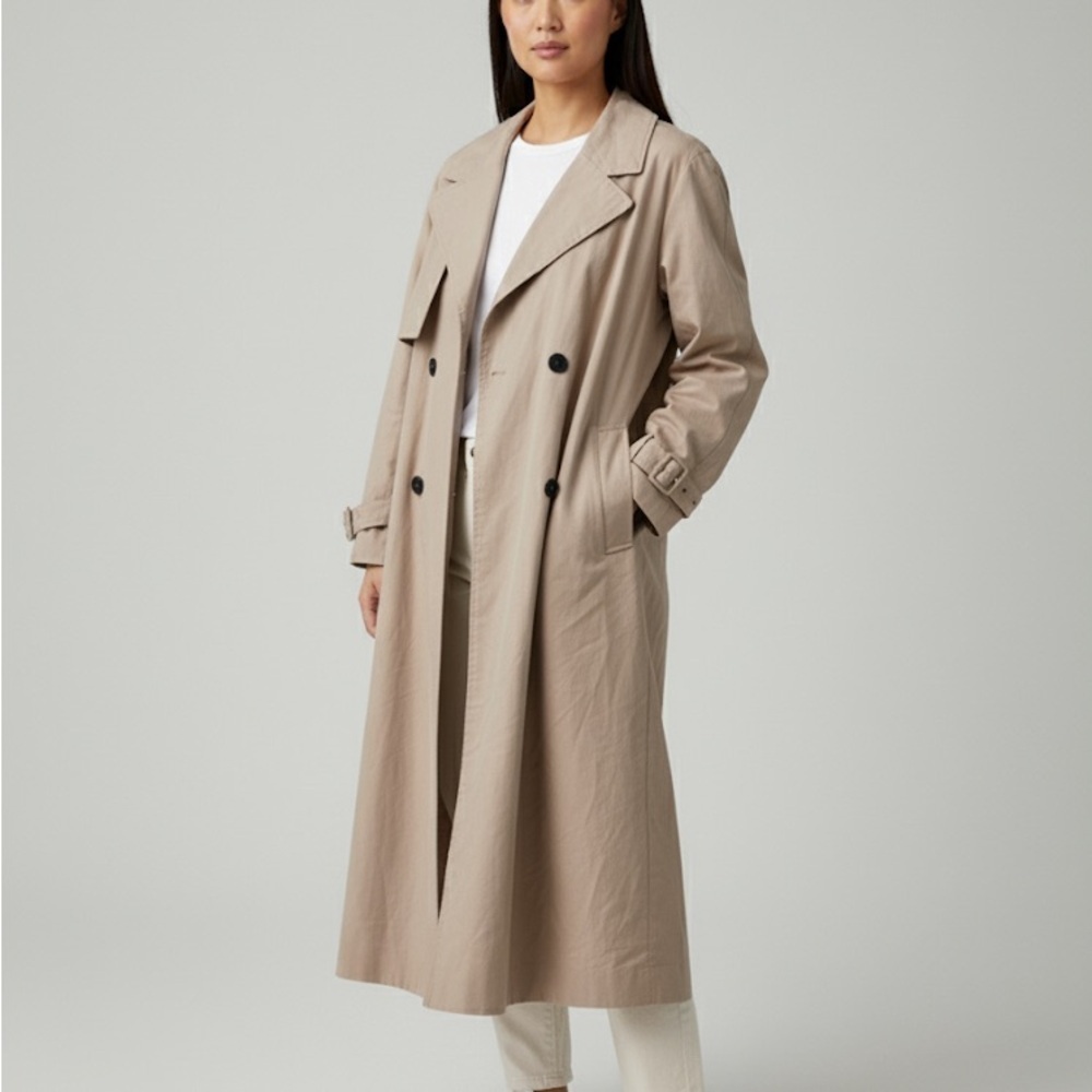 Snidel Beige Khaki Nude Trench Coat/Rain Coat Double-Breasted All Size